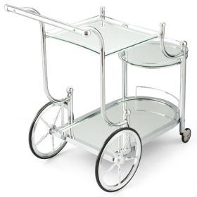Kitchen Rolling Bar Cart with Tempered Glass Suitable for Restaurant and Hotel