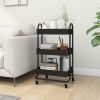 3-Tier Trolley Black 16.9"x13.4"x31.1" Steel