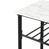 Rustic Farmhouse Counter Height Dining Kitchen Kitchen Island Prep Table, Kitchen Storage Rack with Worktop and 2 Shelves,Faux-Marble, White