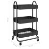 3-Tier Trolley Black 16.9"x13.4"x31.1" Steel