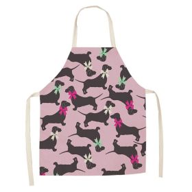 Cartoon Cute Dog Printed Cotton And Linen Apron Kitchen Home Cleaning Parent-child Sleeveless Coverall Generation Hair (Option: W 14012-47x38cm)