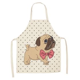 Cartoon Cute Dog Printed Cotton And Linen Apron Kitchen Home Cleaning Parent-child Sleeveless Coverall Generation Hair (Option: W 14023-47x38cm)