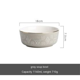 Hand-painted Light Luxury Underglaze Tableware Suit (Option: 7 Inch Beveled Edge Bowl-Gray)