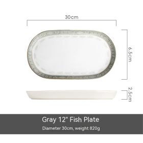 Hand-painted Light Luxury Underglaze Tableware Suit (Option: 12 Inch Beveled Edge Fish Dish-Pink)