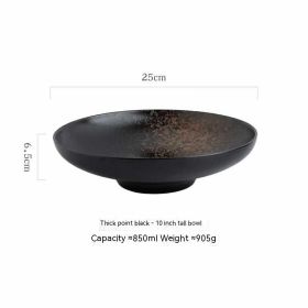 Japanese Ceramic Bamboo Hat Salad Bowl (Option: Thick Point Black 10)