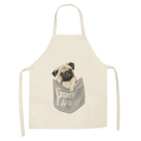 Cartoon Cute Dog Printed Cotton And Linen Apron Kitchen Home Cleaning Parent-child Sleeveless Coverall Generation Hair (Option: W 14025-47x38cm)