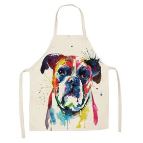 Cartoon Cute Dog Printed Cotton And Linen Apron Kitchen Home Cleaning Parent-child Sleeveless Coverall Generation Hair (Option: W 14016-47x38cm)