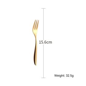 Stainless Steel Knife, Fork And Spoon Golden Western Tableware (Option: Golden Tea Fork)