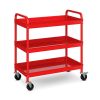 Household Commercial 3-Tier Utility Service Cart with Flat Handle