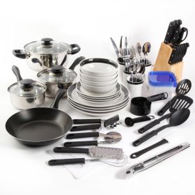 Essential Total Kitchen 83-Piece Combo Set, White (Actual Color: Black)