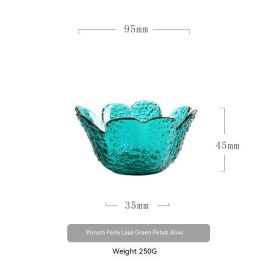 Japanese Style Hammer Pattern Petal Glass Bowl Plate Set (Option: S Bowl Lake Green Phnom Penh)