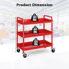 Household Commercial 3-Tier Utility Service Cart with Flat Handle