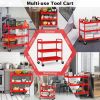 Household Commercial 3-Tier Utility Service Cart with Flat Handle