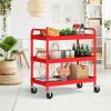 Household Commercial 3-Tier Utility Service Cart with Flat Handle