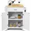 Rolling Kitchen Island with Spice Rack and Adjustable Shelf