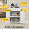 Rolling Kitchen Island with Spice Rack and Adjustable Shelf