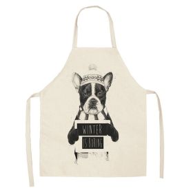 Cartoon Cute Dog Printed Cotton And Linen Apron Kitchen Home Cleaning Parent-child Sleeveless Coverall Generation Hair (Option: W 1401-47x38cm)