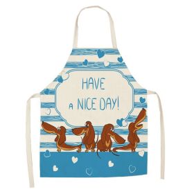 Cartoon Cute Dog Printed Cotton And Linen Apron Kitchen Home Cleaning Parent-child Sleeveless Coverall Generation Hair (Option: W 1407-68X55cm)