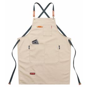 Denim Canvas Apron Restaurant Baking Barber Men's And Women's Work Clothes (Option: Apricot-Children's 47cm Long)