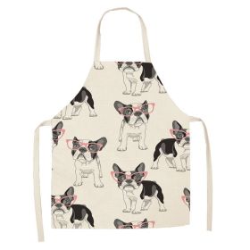 Cartoon Cute Dog Printed Cotton And Linen Apron Kitchen Home Cleaning Parent-child Sleeveless Coverall Generation Hair (Option: W 14020-68X55cm)